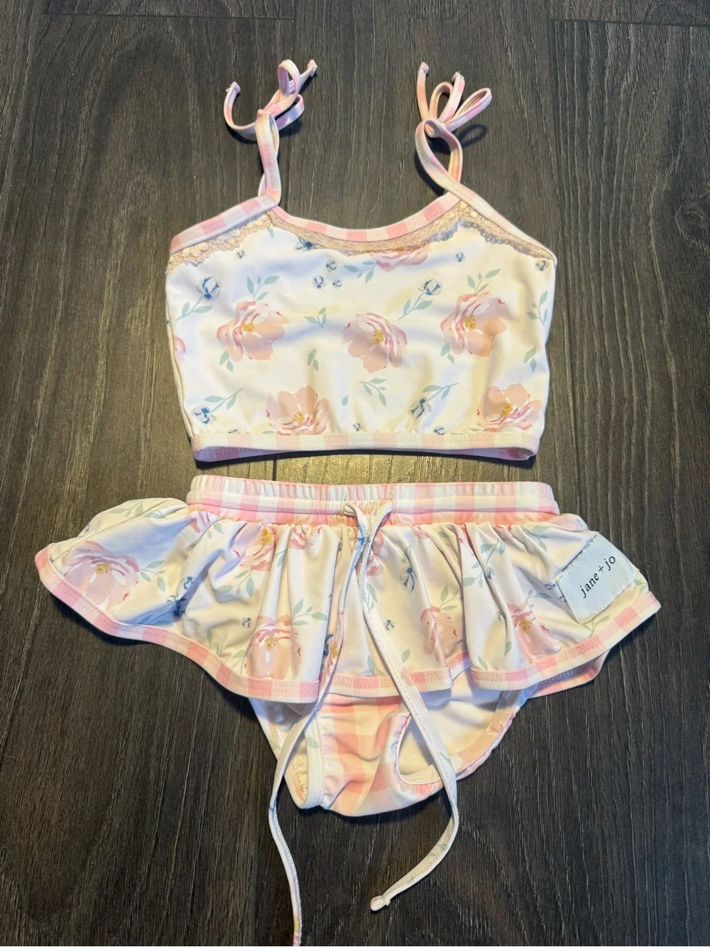 Jane and Jo Girls' Pink Floral Two-Piece Swim Bikini Set